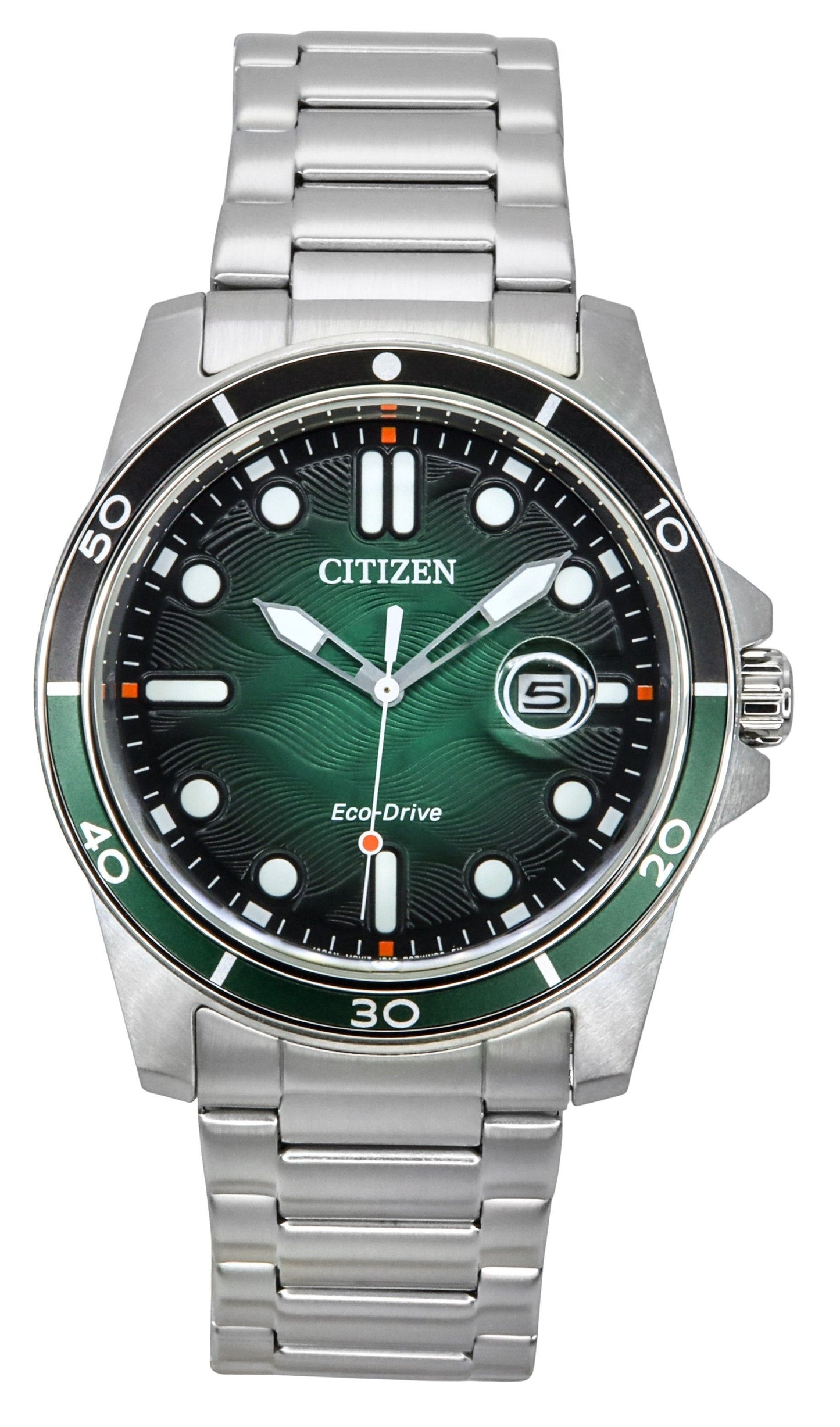 Citizen Marine Eco-Drive Stainless Steel Green Dial AW1811-82X 100M Men's Watch