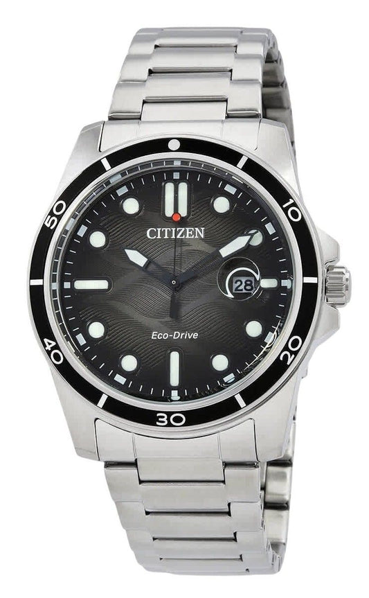 Citizen Marine Stainless Steel Black Dial Eco-Drive AW1816-89E 100M Men's Watch