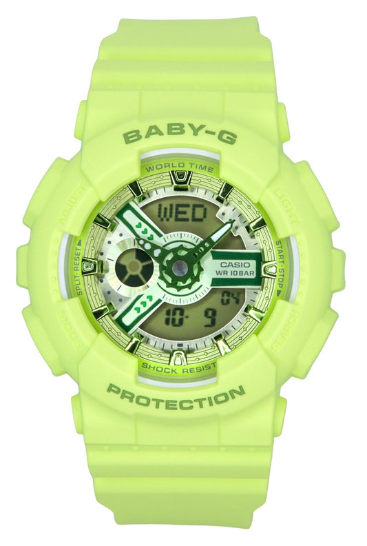 Casio Baby-G Analog Digital Green Resin Strap Green Dial Quartz BA-110YK-3A 100M Women's Watch