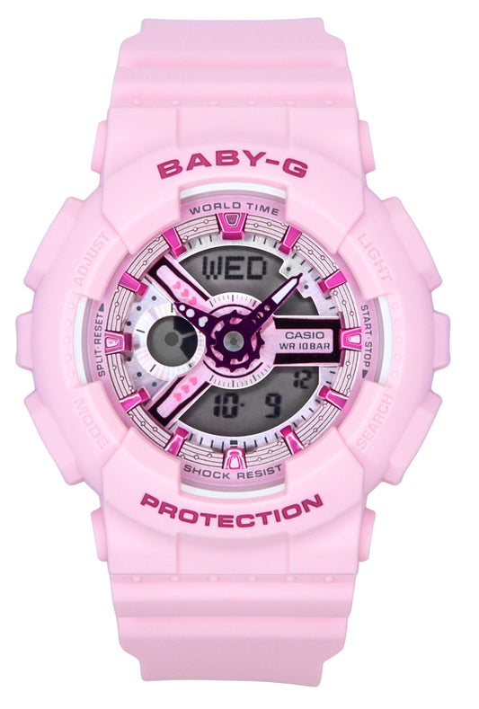 Casio Baby-G Analog Digital Pink Resin Strap Pink Dial Quartz BA-110YK-4A 100M Women's Watch