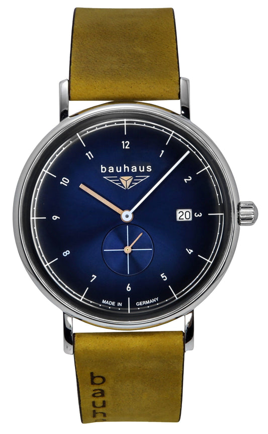 Bauhaus Classic Brown Leather Strap Blue Dial Quartz 21303 Men's Watch