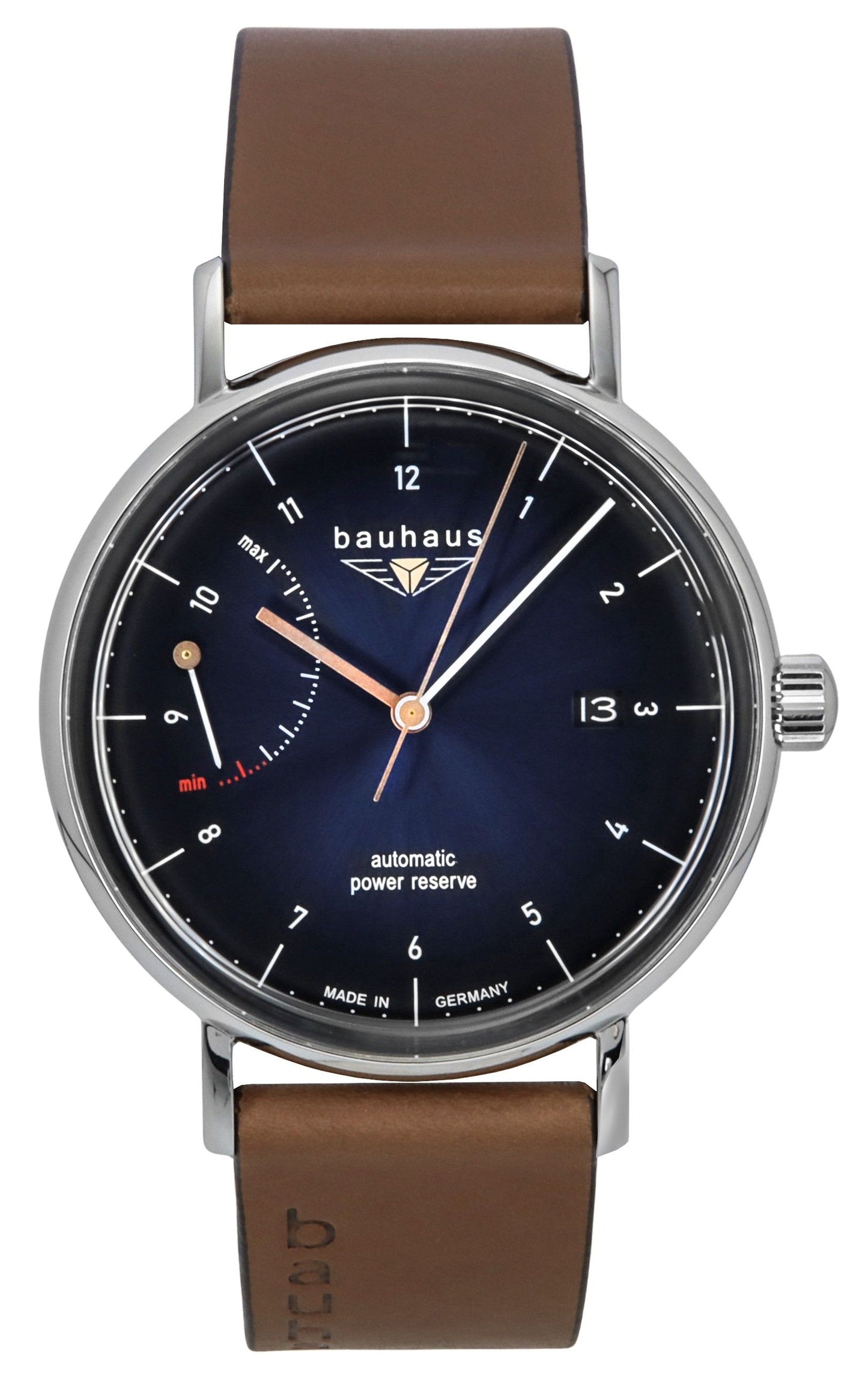 Bauhaus Classic Leather Strap Dark Blue Dial Automatic 21603 Men's Watch