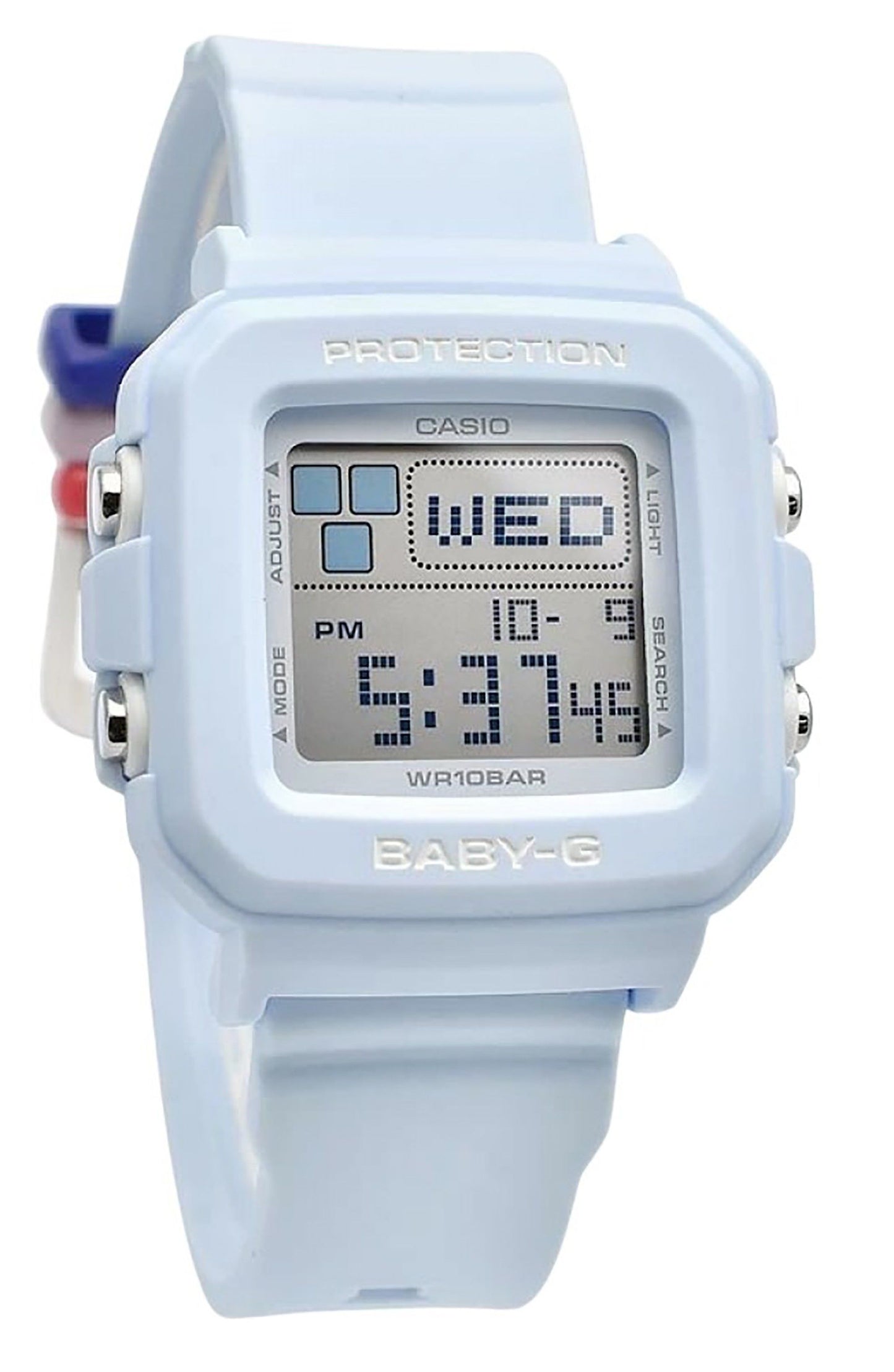 Casio Baby-G Plus Digital Light Blue Resin Strap Quartz BGD-10L-2 100M Women's Watch With Extra Band Loops