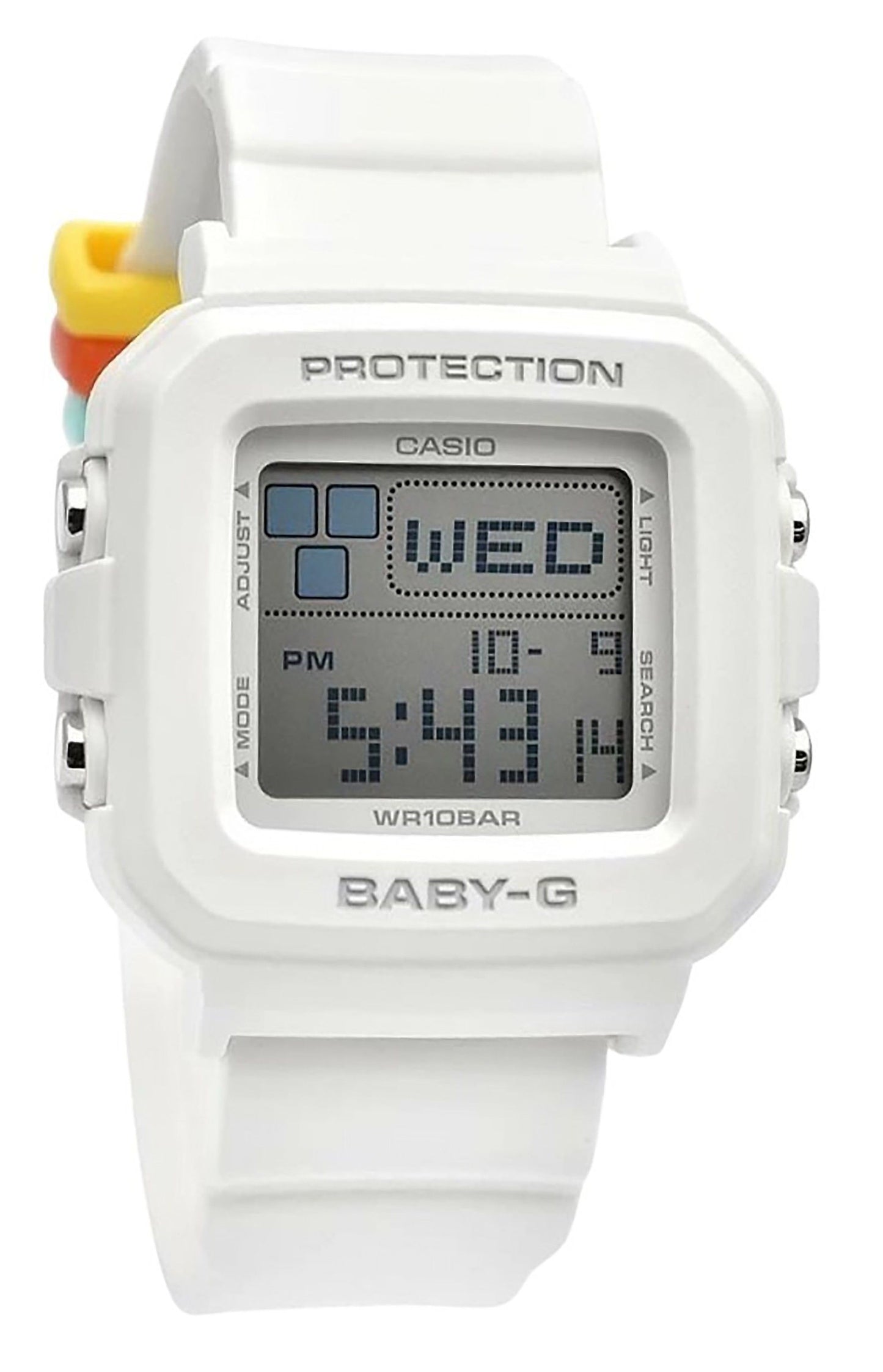 Casio Baby-G Plus Digital White Resin Strap Quartz BGD-10L-7 100M Women's Watch With Extra Band Loops