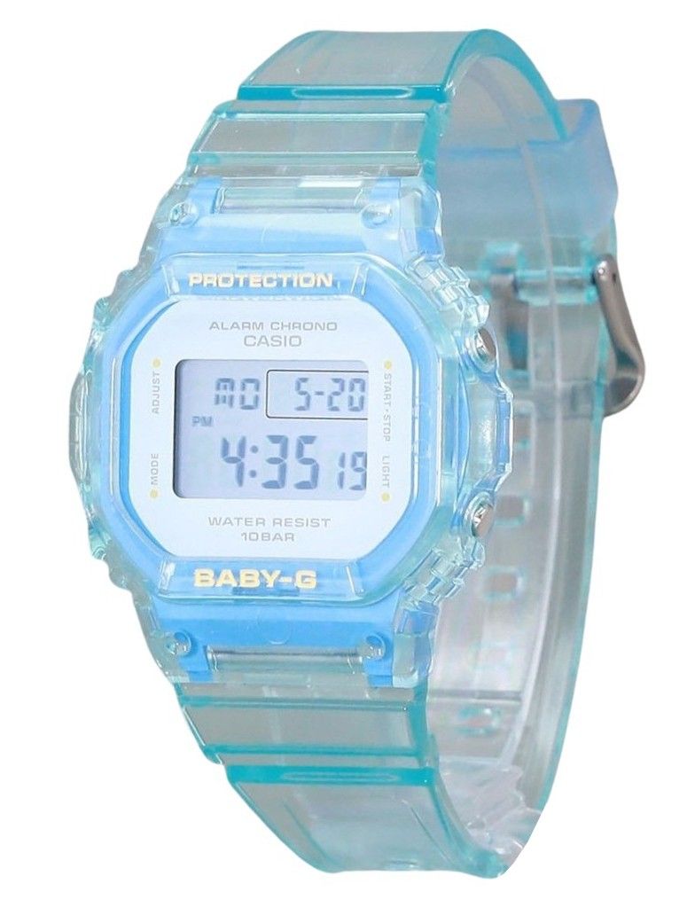 Casio Baby-G Digital Summer Jelly Transparent Light Blue Resin Strap Quartz BGD-565SJ-2 100M Women's Watch