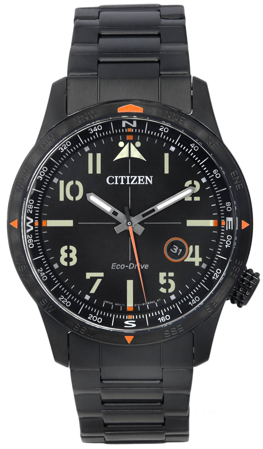 Citizen Eco-Drive Stainless Steel Black Dial BM7555-83E 100M Men`s Watch