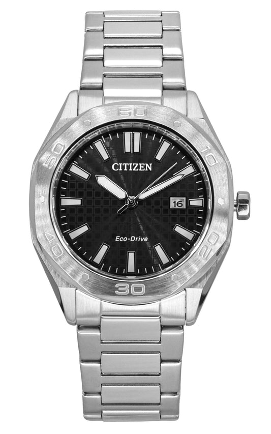 Citizen Eco-Drive Stainless Steel Black Dial BM7630-80E 100M Men's Watch