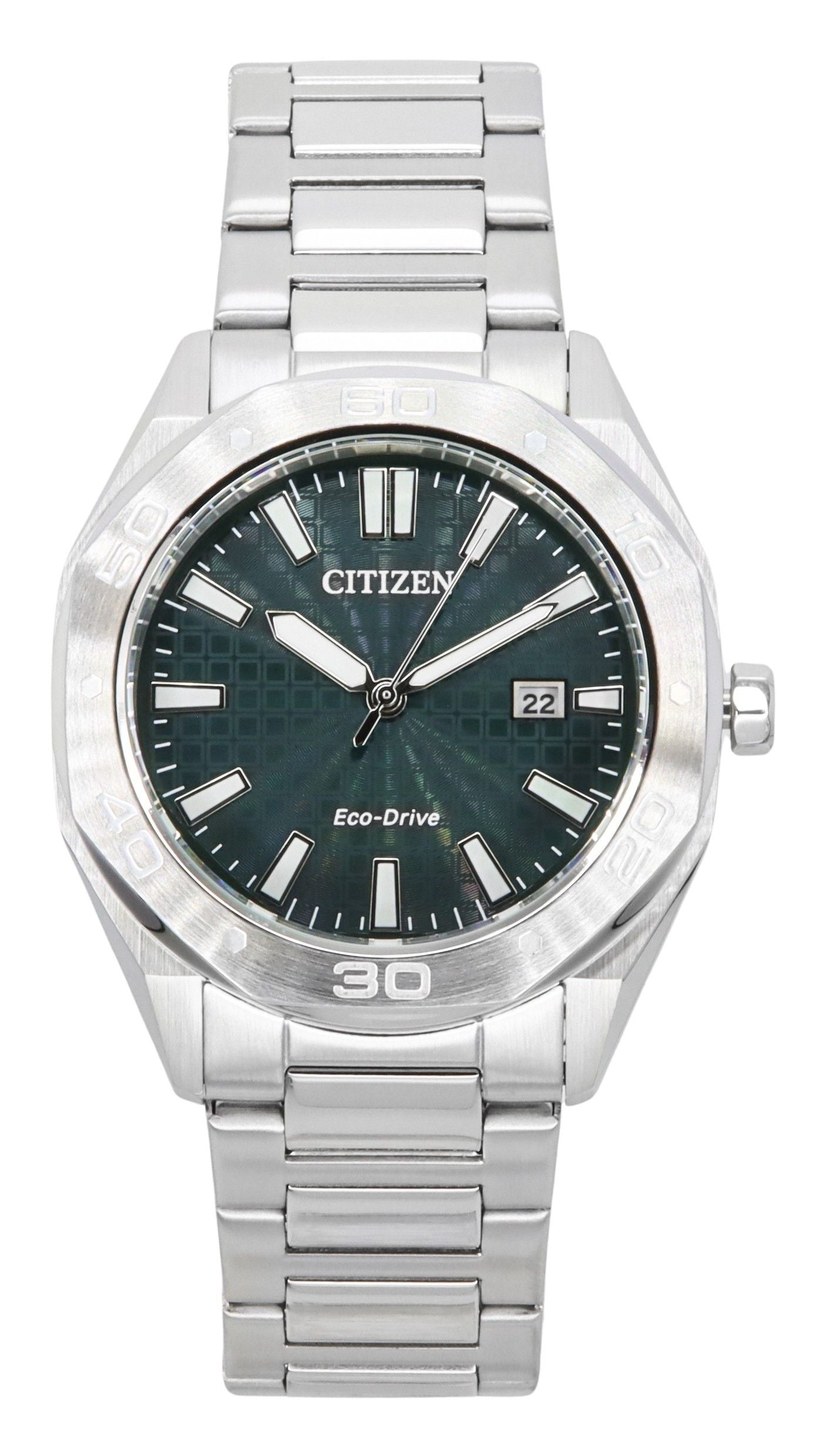 Citizen Eco-Drive Stainless Steel Green Dial BM7630-80X 100M Men's Watch