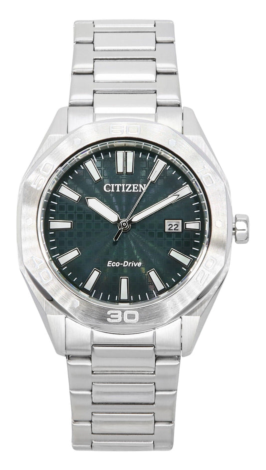 Citizen Eco-Drive Stainless Steel Green Dial BM7630-80X 100M Men's Watch