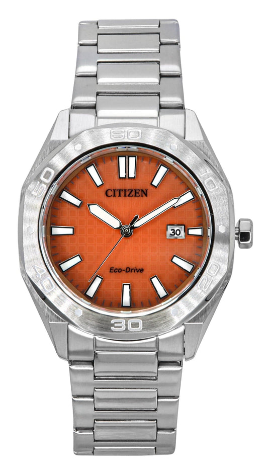 Citizen Eco-Drive Stainless Steel Orange Dial BM7630-80Z 100M Men's Watch