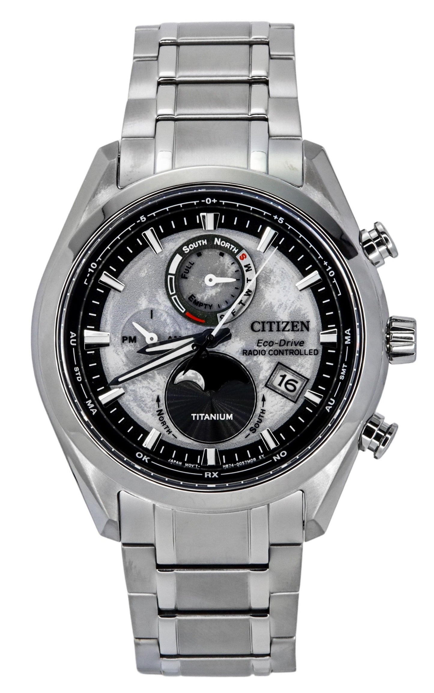 Citizen Eco-Drive Tsuki-yomi Super Titanium Radio Controlled Gray Dial BY1010-81H 100M Men's Watch