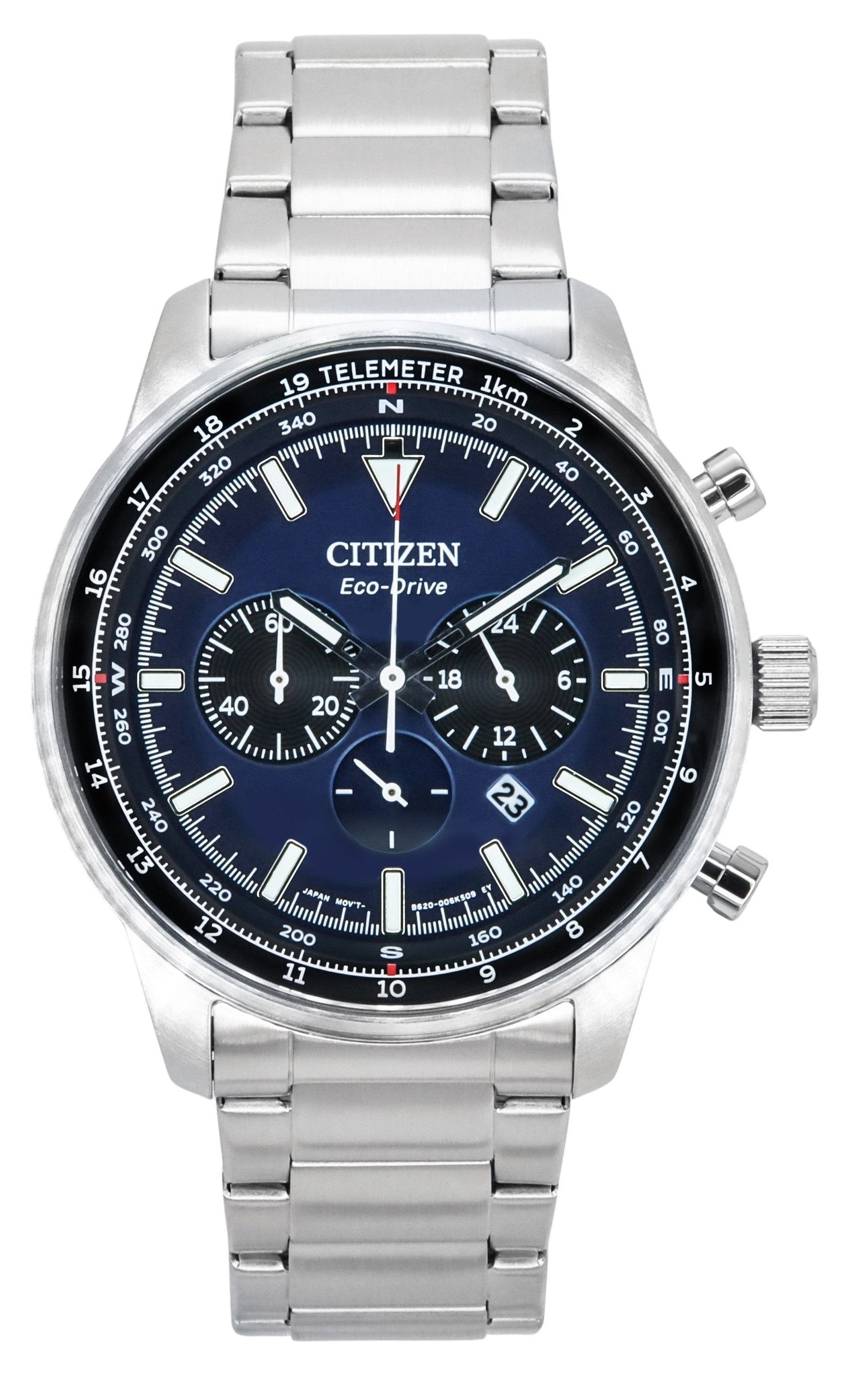 Citizen Eco-Drive Chronograph Stainless Steel Blue Dial CA4500-91L 100M Men's Watch