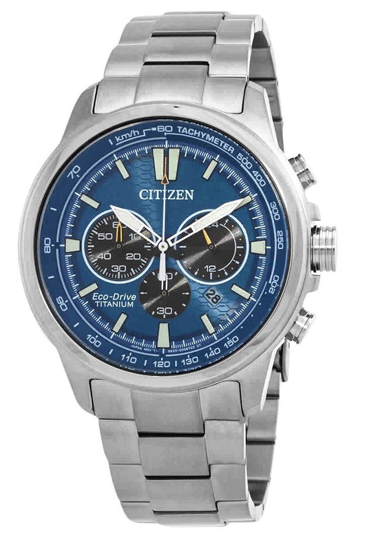 Citizen Super Titanium Chronograph Blue Dial Eco-Drive CA4570-88L 100M Men's Watch