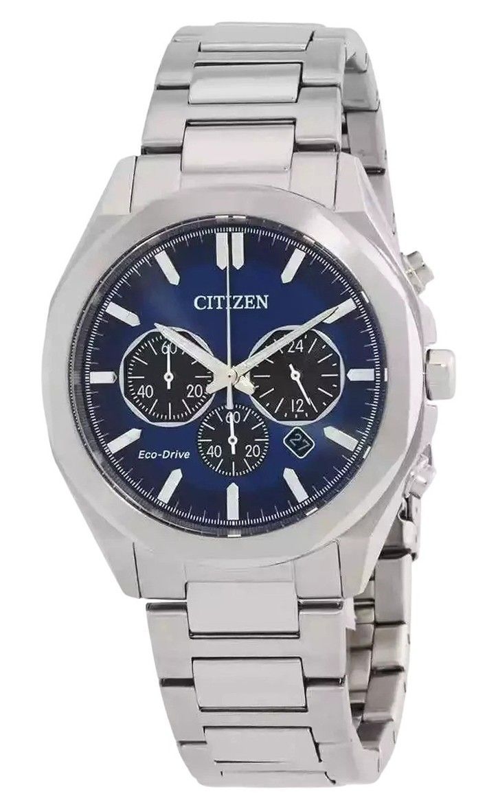 Citizen Eco-Drive Chronograph Stainless Steel Blue Dial CA4590-81L 100M Men's Watch