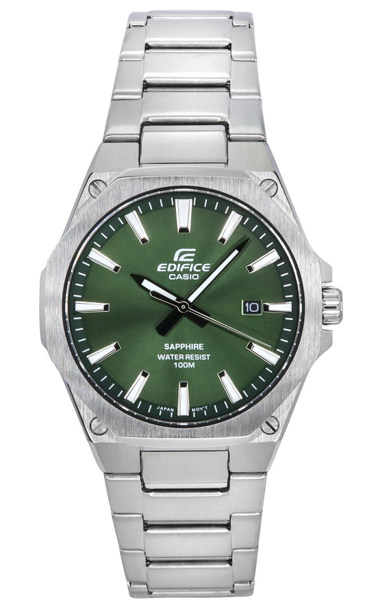 Casio Edifice Sapphire Crystal Analog Stainless Steel Green Dial Quartz EFR-S108D-3A 100M Men's Watch