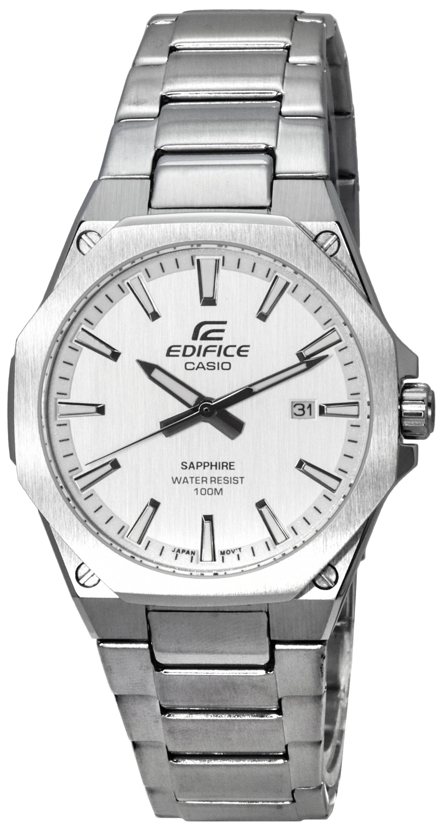 Casio Edifice Stainless Steel White Dial Quartz EFR-S108D-7A EFRS108D-7 100M Men's Watch