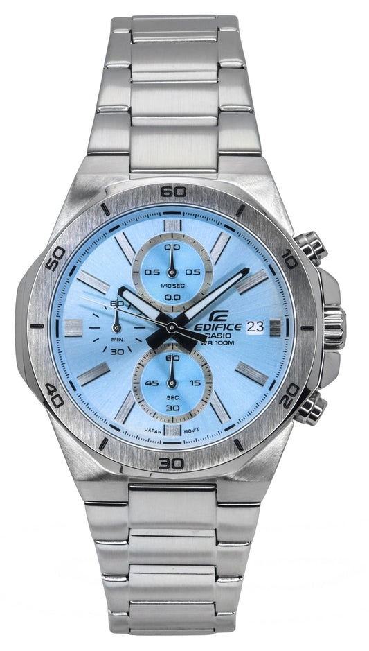 Casio Edifice Standard Chronograph Analog Stainless Steel Blue Dial Quartz EFV-640D-2BV 100M Men's Watch