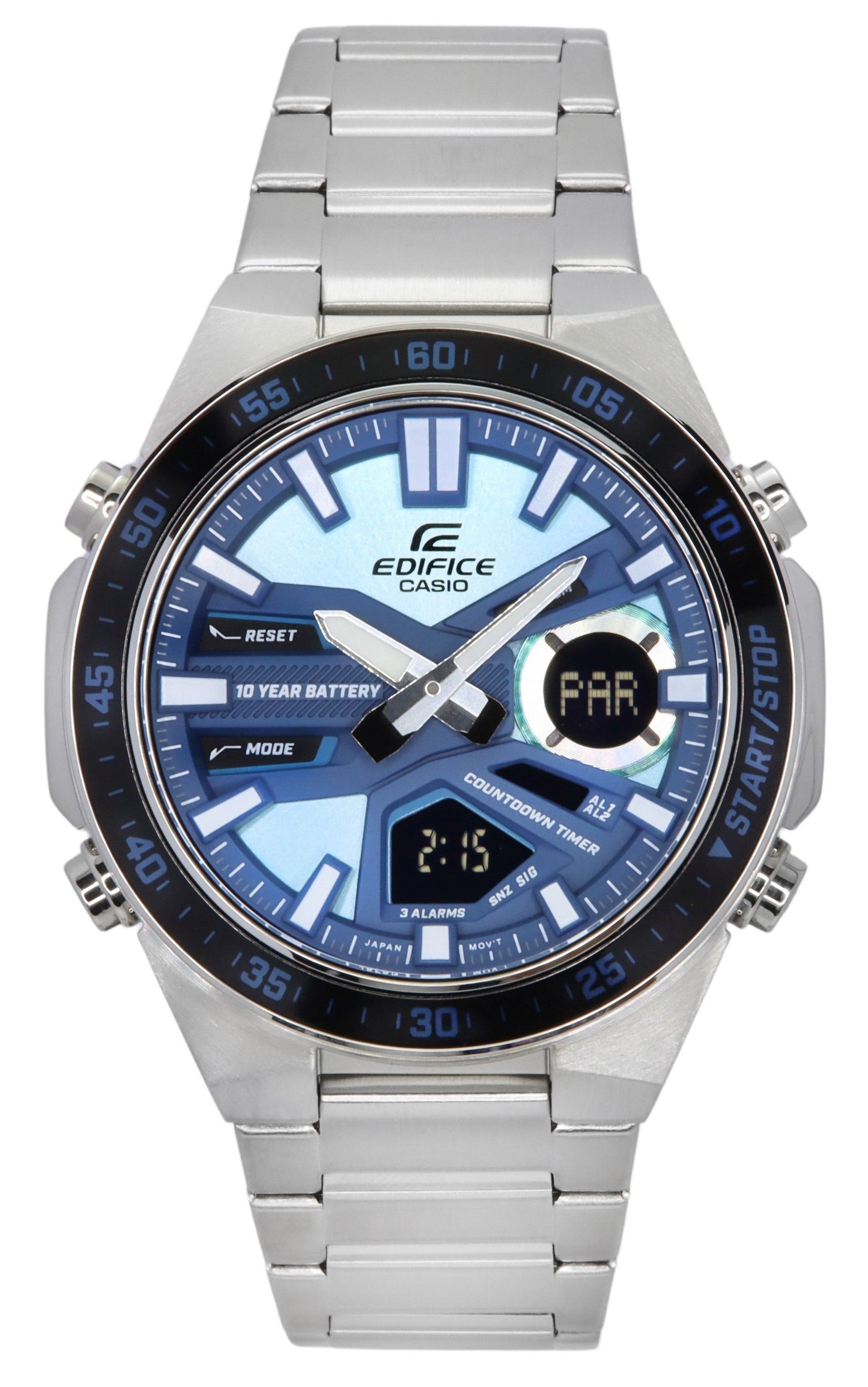 Casio Edifice Analog Digital Stainless Steel Blue Dial Quartz EFV-C110D-2B 100M Men's Watch