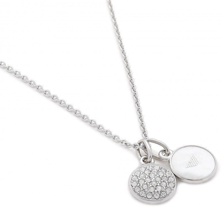 Emporio Armani Cubic Zirconia Stainless Steel Mother Of Pearl Necklace EGS2156040 For Women