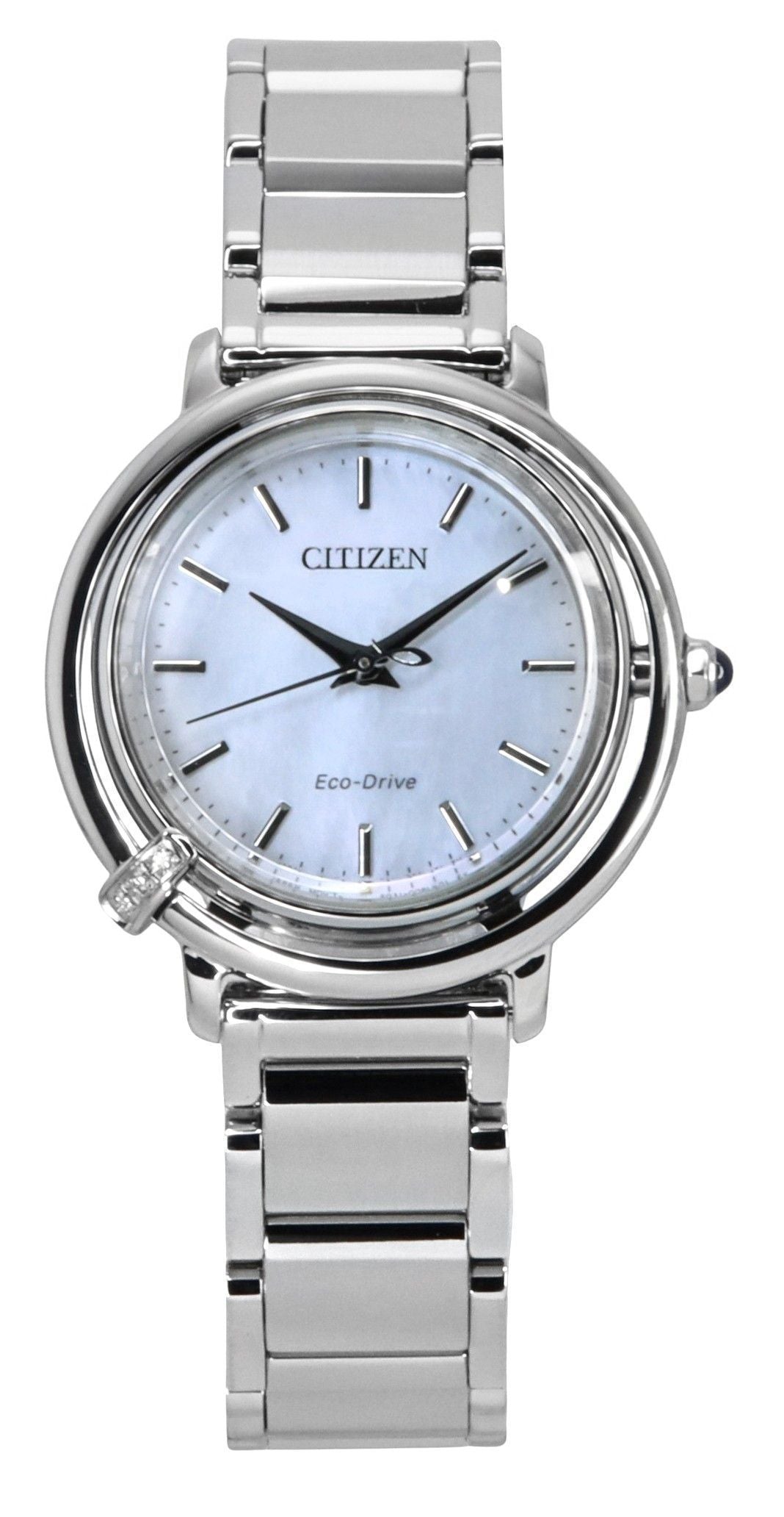 Citizen L Arcly Diamond Accent Stainless Steel Mother Of Pearl Dial Eco-Drive EM1090-60D Women's Watch With Extra Strap