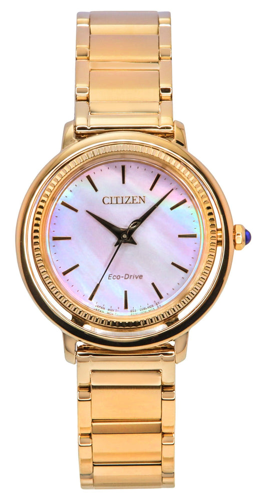 Citizen L Eco-Drive Rose Gold Tone Stainless Steel Mother of Pearl Dial EM1103-86Y Women's Watch