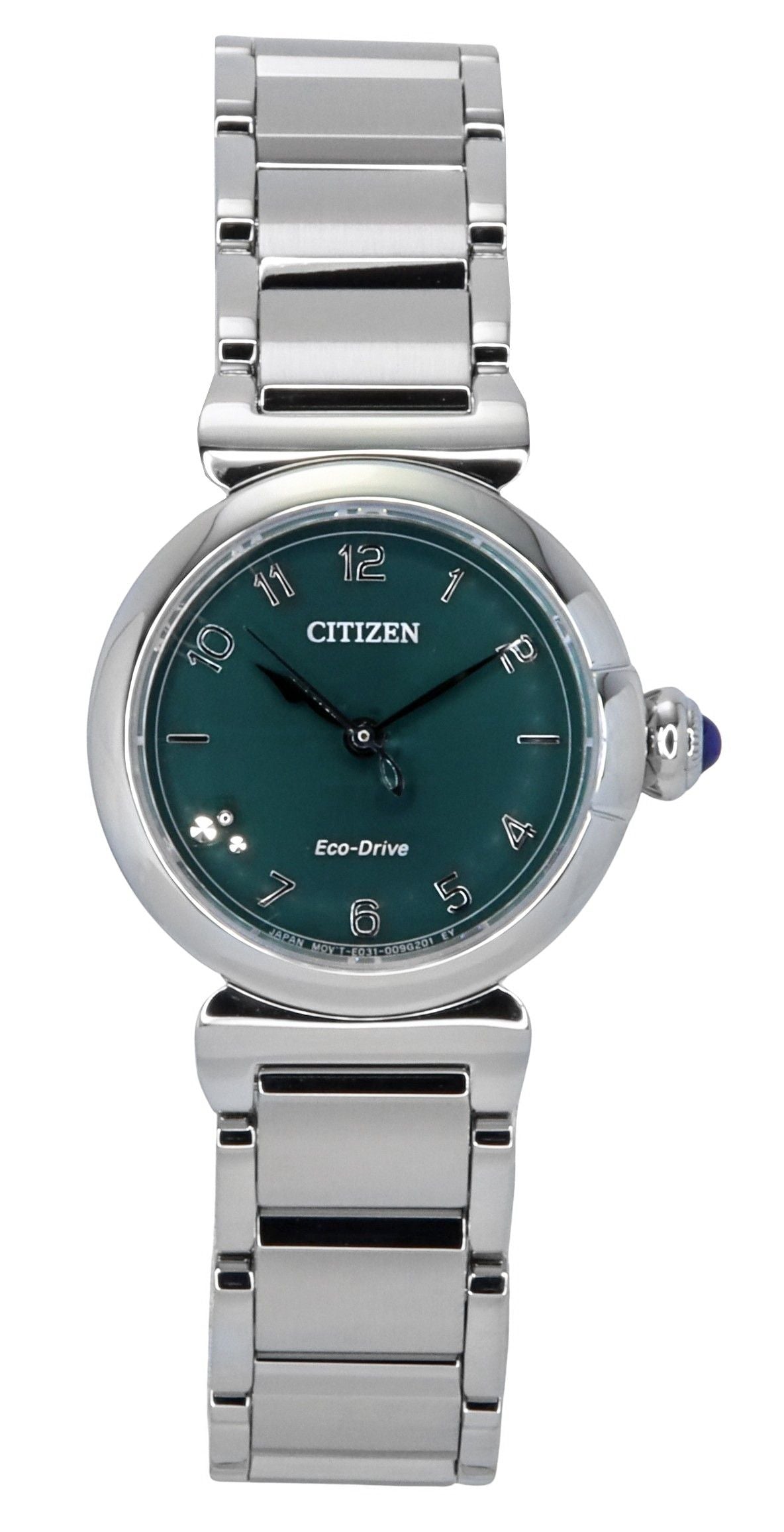 Citizen L May Bell Mini Diamond Accent Stainless Steel Green Dial Eco-Drive EM1130-83X Women's Watch