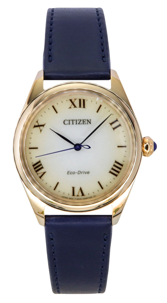 Citizen L Leather Strap Bronze Dial Eco-Drive EM1143-14Z Women's Watch