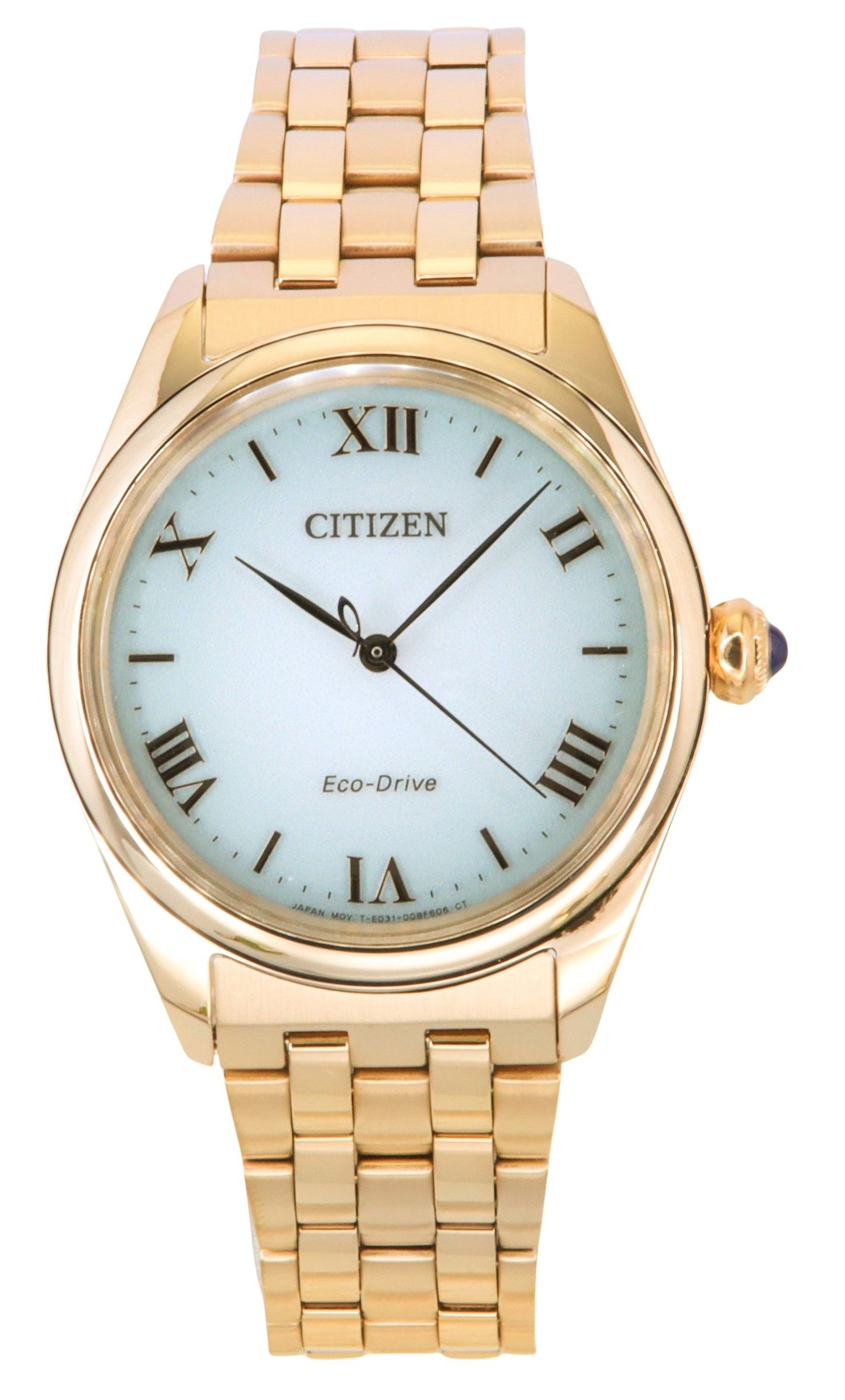 Citizen L Rose Gold Tone Stainless Steel Light Green Dial Eco-Drive EM1143-81X Women's Watch