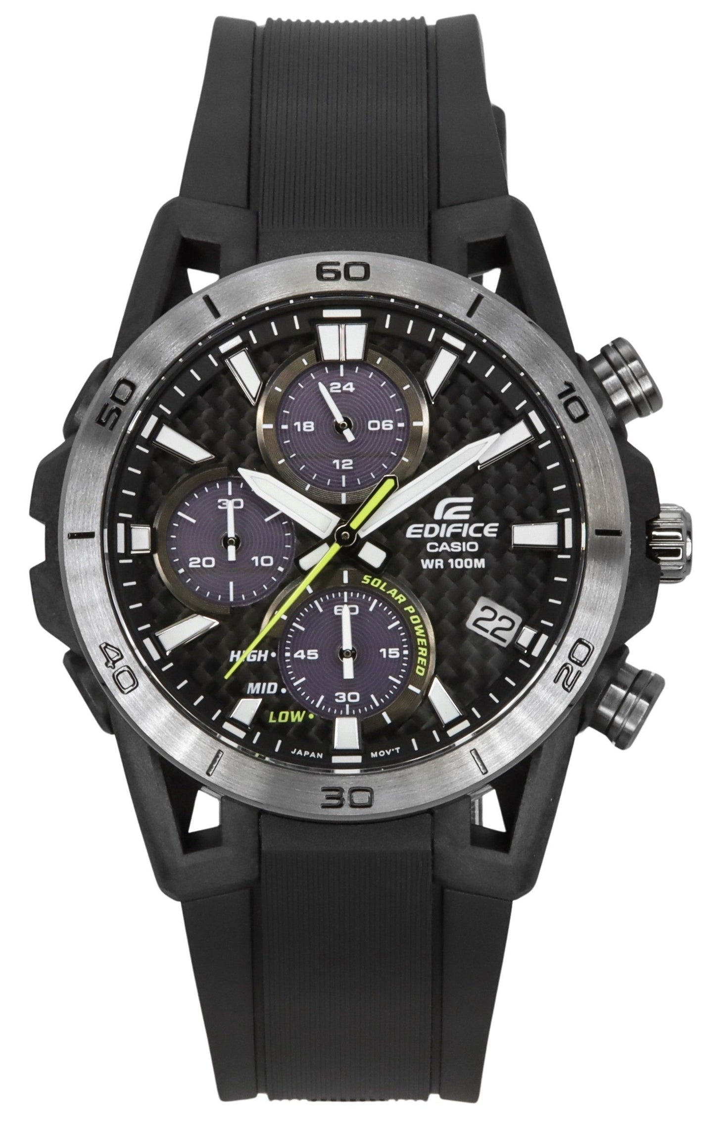 Casio Edifice Suspension Analog Chronograph Resin Strap Gray Dial Solar EQS-960PB-1AV 100M Men's Watch