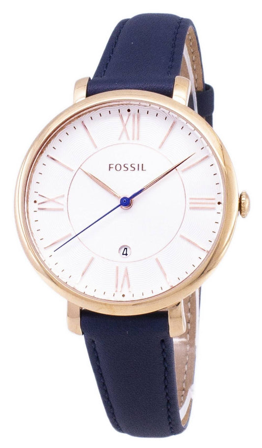 Fossil Jacqueline Silver Dial Navy Blue Leather ES3843 Women's Watch