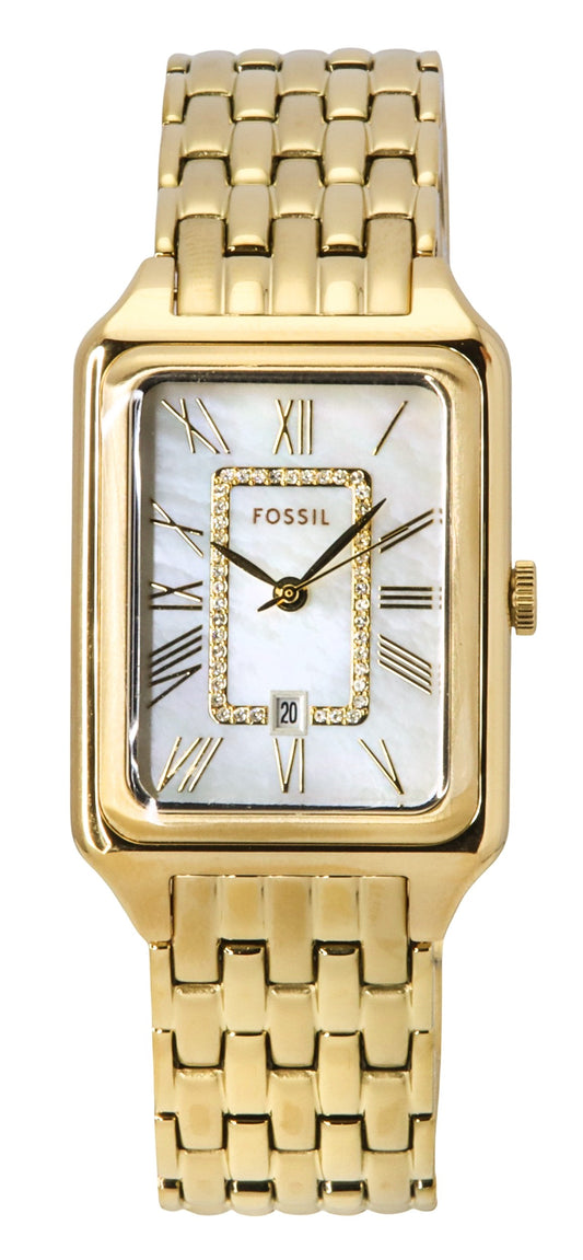 Fossil Raquel Gold Tone Stainless Steel White Mother Of Pearl Dial Quartz ES5304 Women's Watch