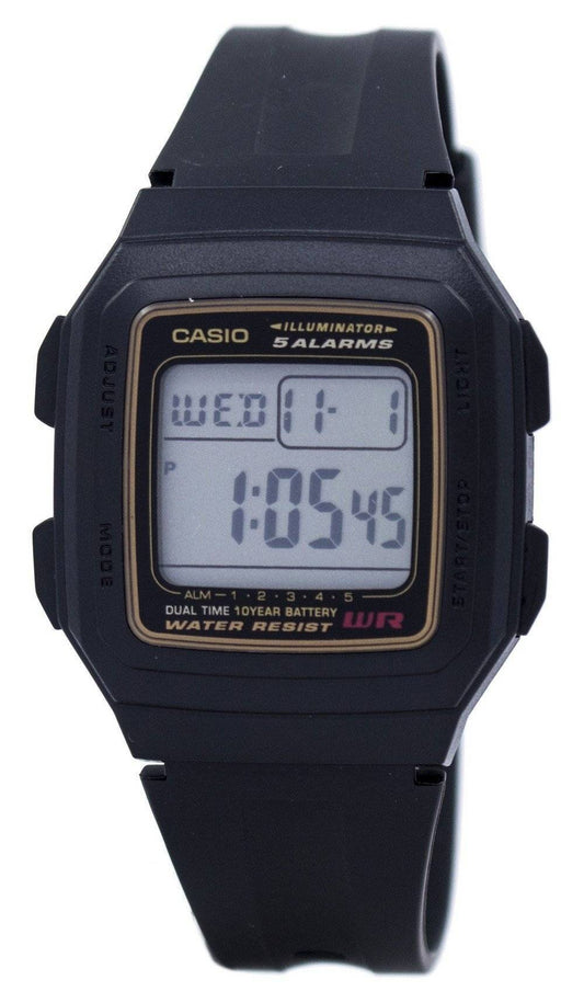 Casio Digital 5 Alarms Dual Time Illuminator F-201WA-9ADF F201WA-9ADF Men's Watch