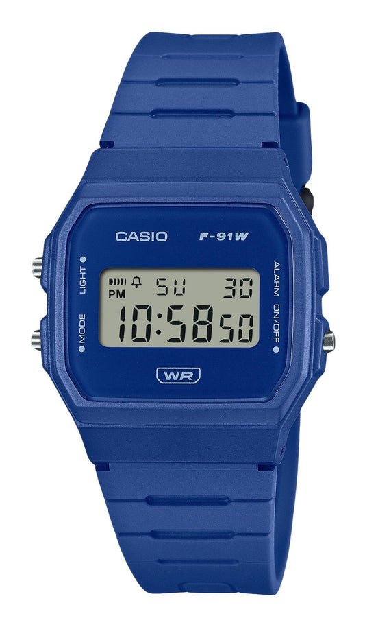 Casio POP Digital Blue Bio Based Resin Strap Quartz F-91WB-2A1 Unisex Watch