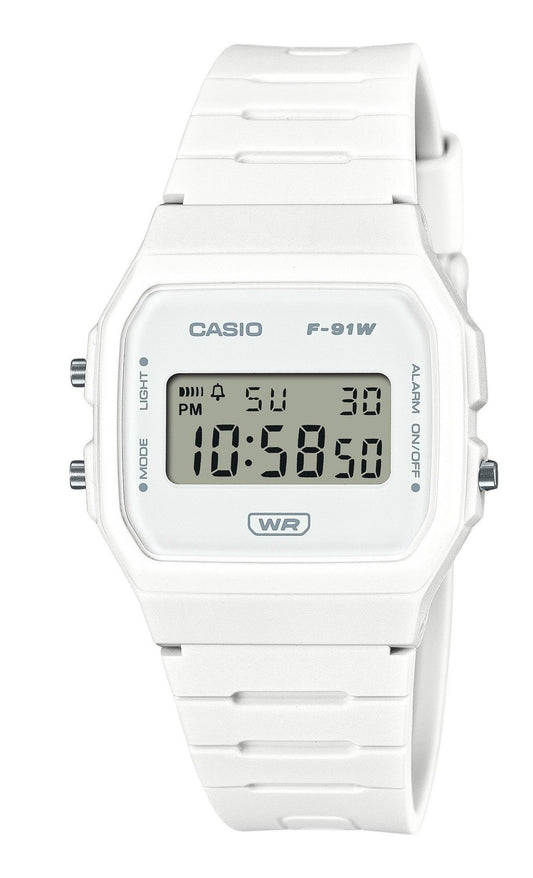 Casio Pop Digital Bio-Based White Resin Strap Quartz F-91WB-7A 100M Unisex Watch