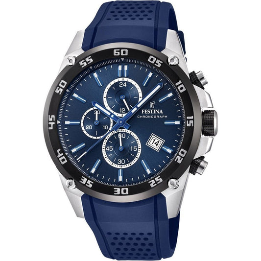 Festina The Originals Chronograph Rubber Strap Blue Dial Quartz F20330-2 100M Men's Watch