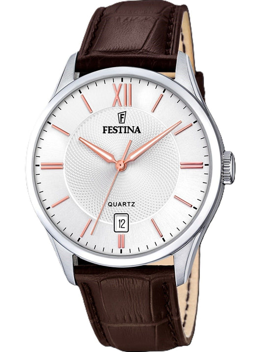 Festina Classics Leather Strap White Dial Quartz F20426-4 Men's Watch