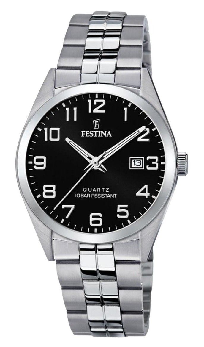 Festina Classics Stainless Steel Black Dial Quartz F20437-4 100M Men's Watch