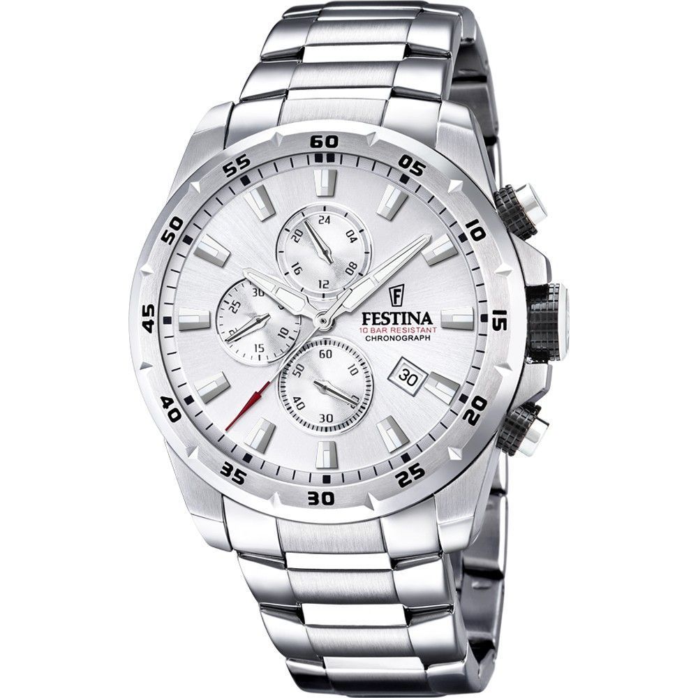 Festina Chrono Sport Stainless Steel Silver Dial Quartz F20463-1 100M Men's Watch