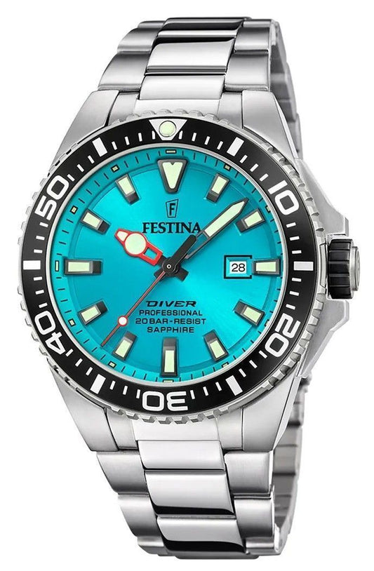 Festina Diver Stainless Steel Turquoise Dial Quartz F20663-5 200M Men's Watch