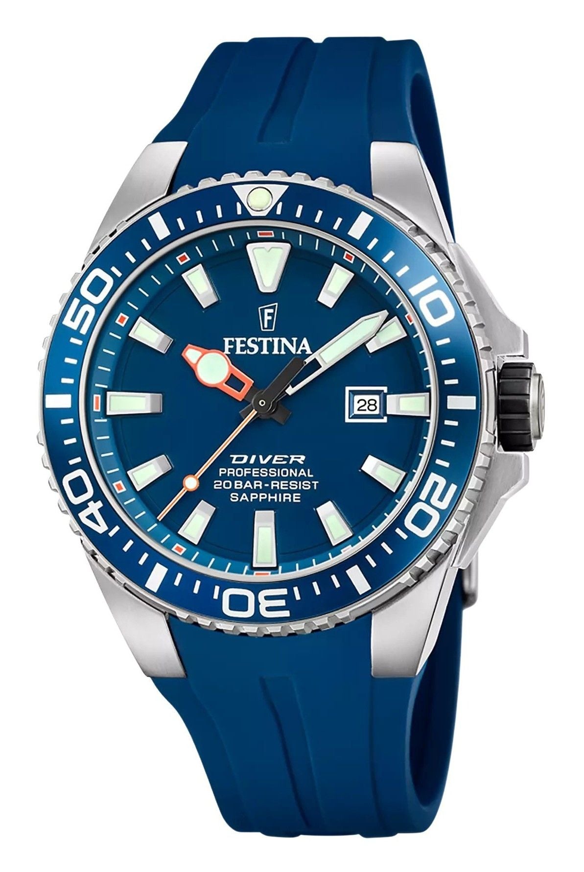 Festina The Originals Rubber Strap Blue Dial Quartz Diver's F20664-1 200M Men's Watch