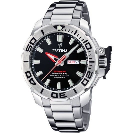 Festina Diver Stainless Steel Black Dial Quartz F20665-4 200M Men's Watch