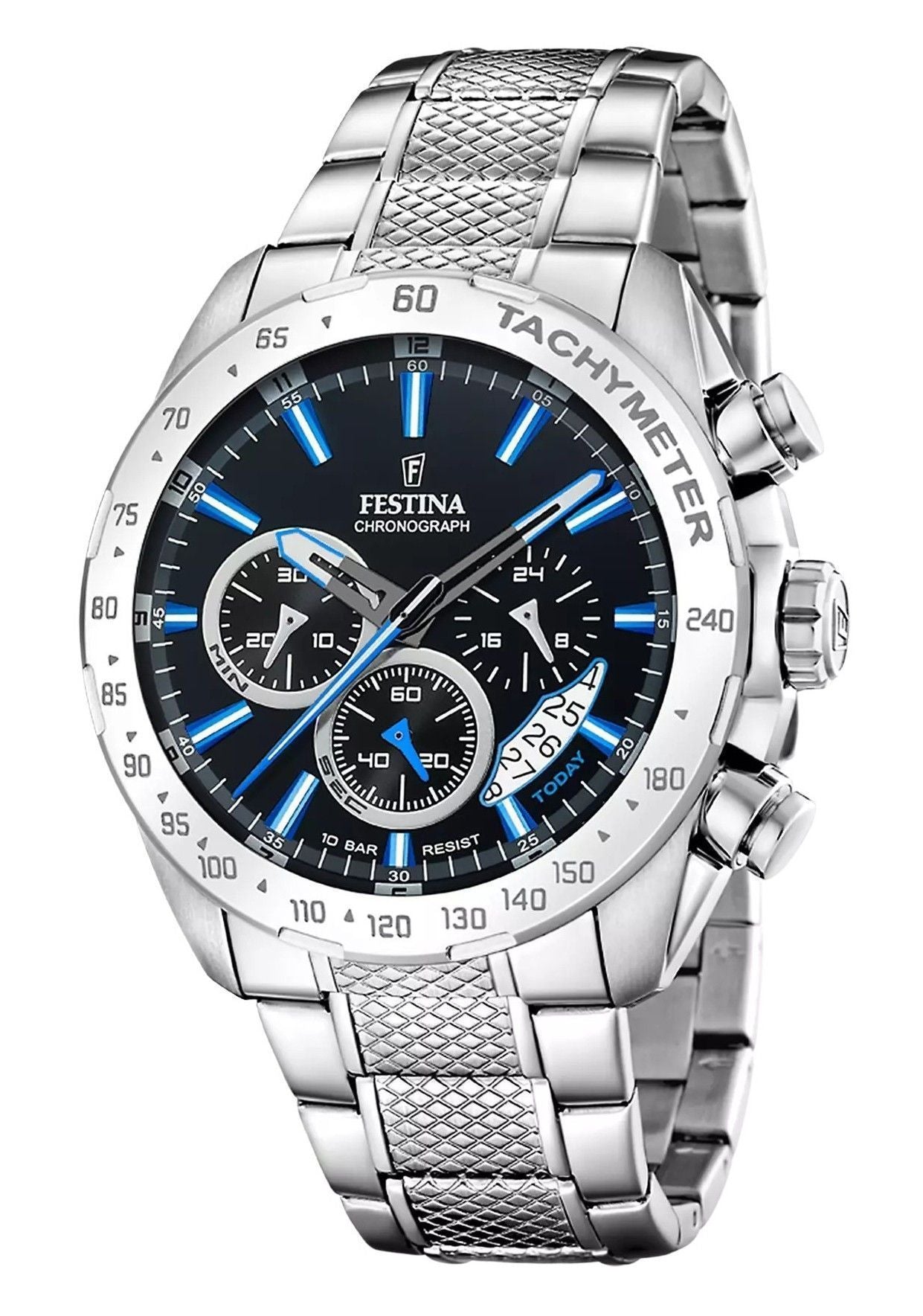 Festina Timeless Chronograph Stainless Steel Black Dial Quartz F20668-6 100M Men's Watch