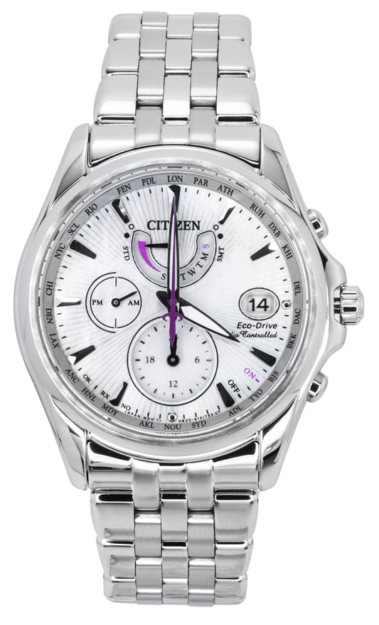 Citizen Radio Controlled Stainless Steel Mother Of Pearl Dial Eco-Drive FC0010-55D 100M Women's Watch