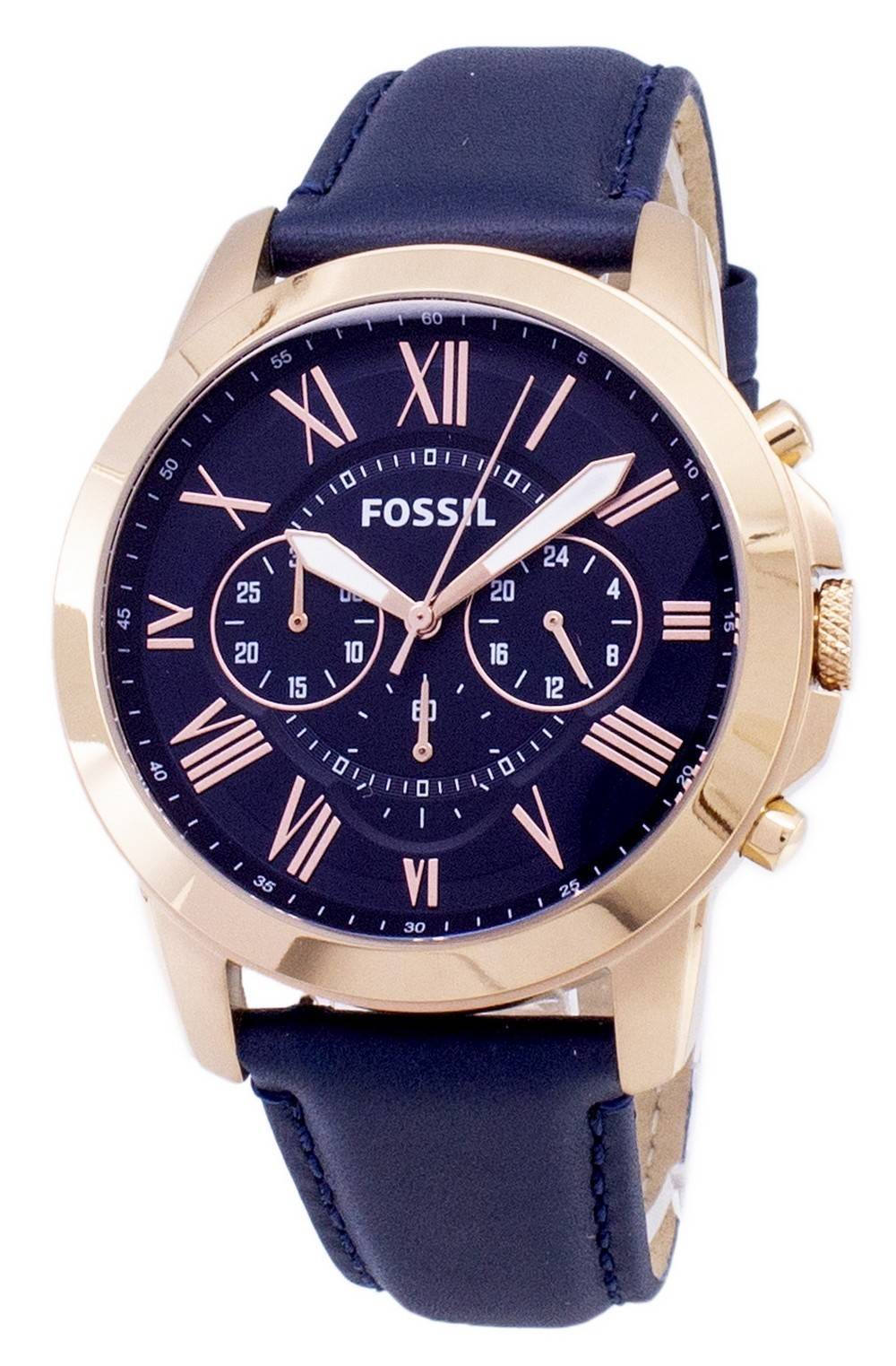 Fossil Grant Chronograph Blue Leather Strap FS4835 Men's Watch