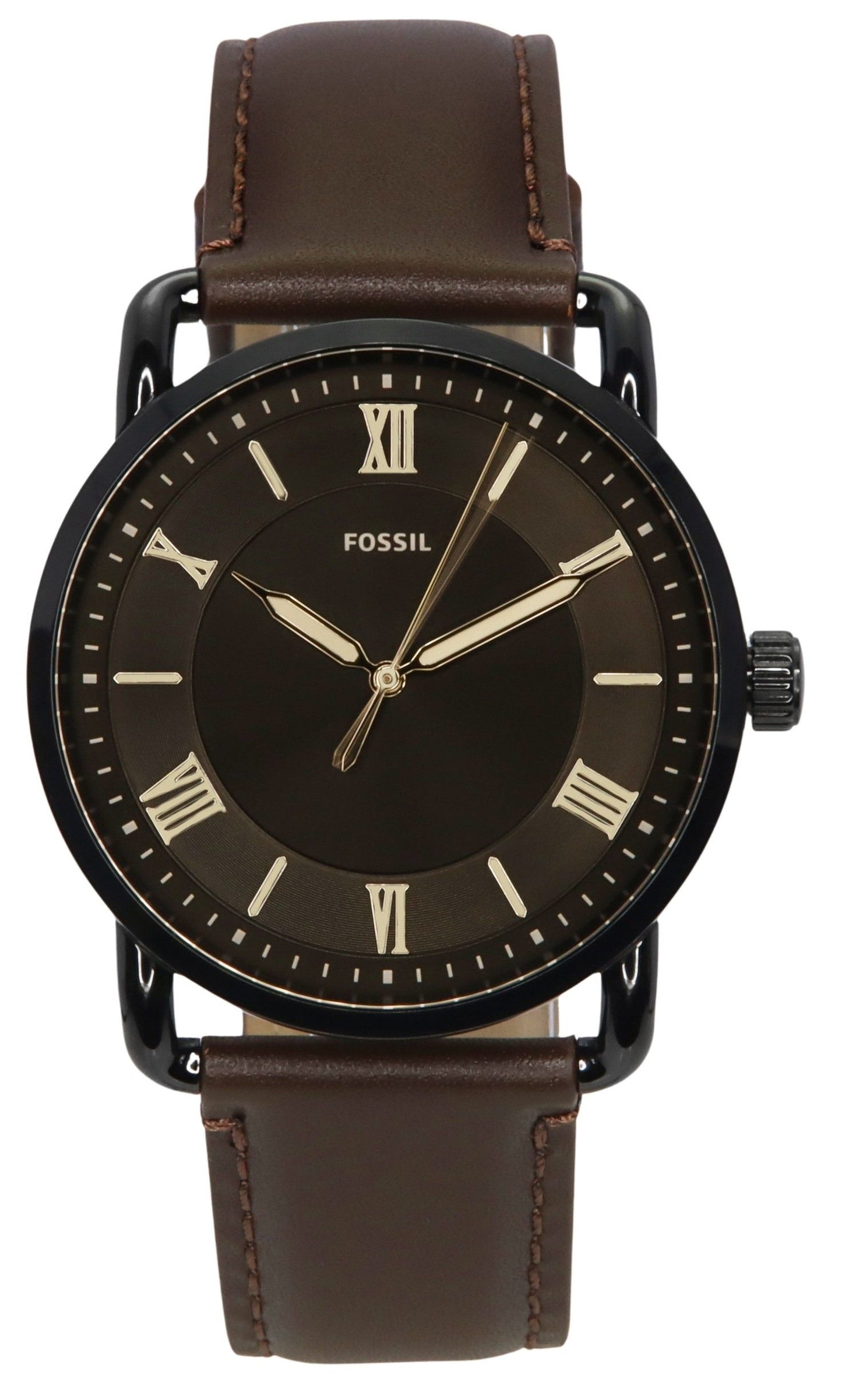 Fossil Copeland Brown Leather Strap Black Dial Quartz FS5666 Men's Watch