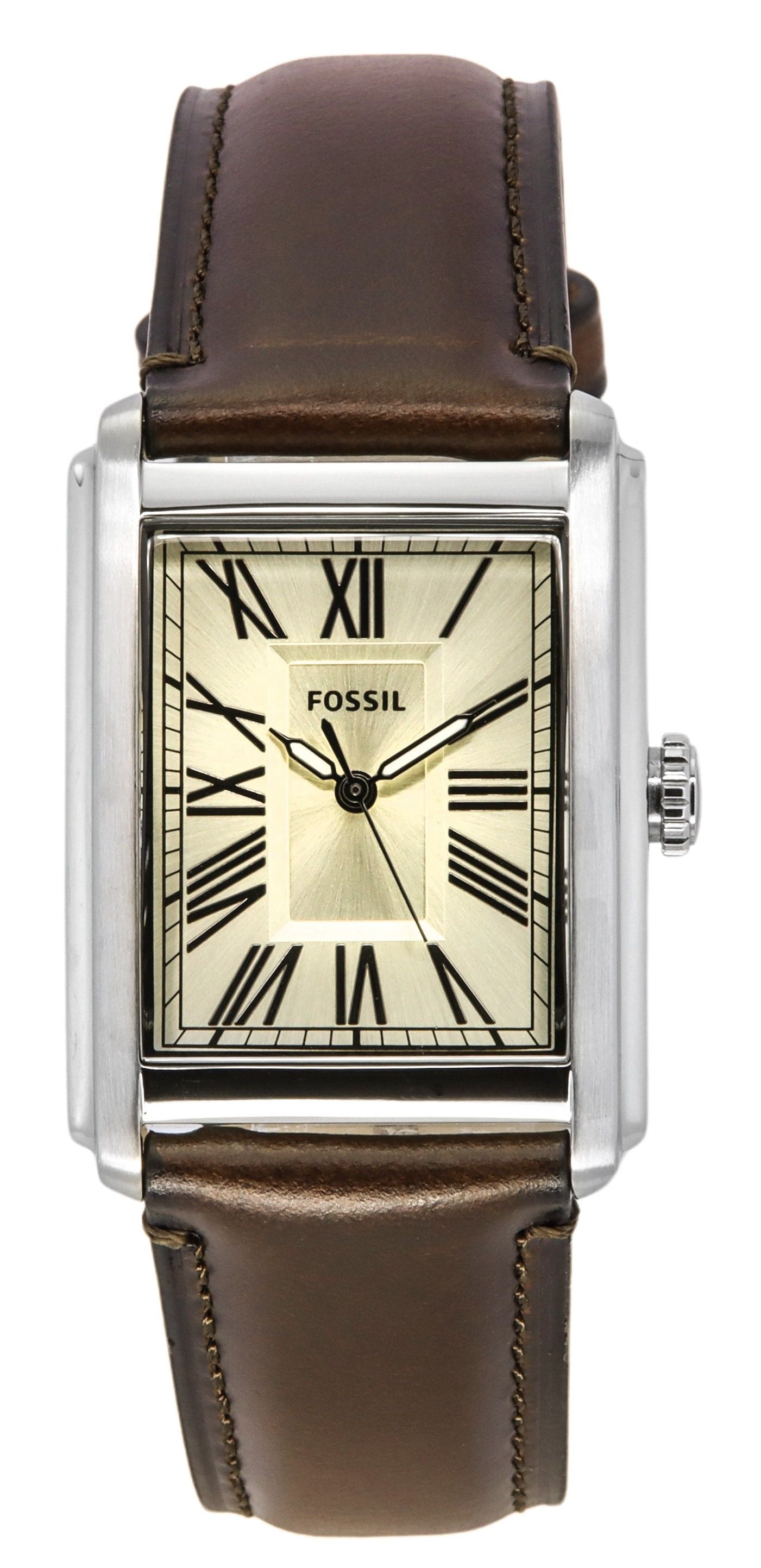 Fossil Carraway Leather Strap Cream Dial Quartz FS6012 Men's Watch