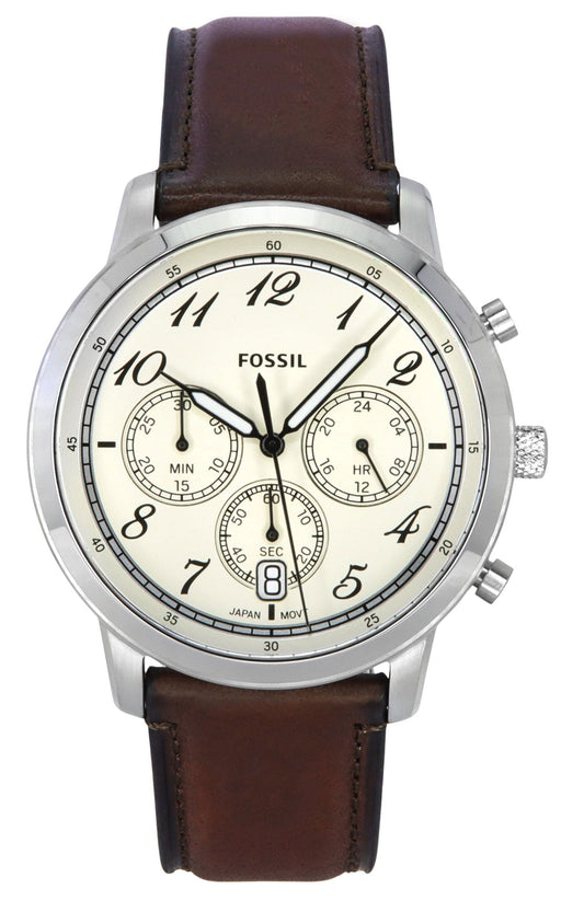 Fossil Neutra Chronograph Leather Strap Cream Dial Quartz FS6022 Men's Watch