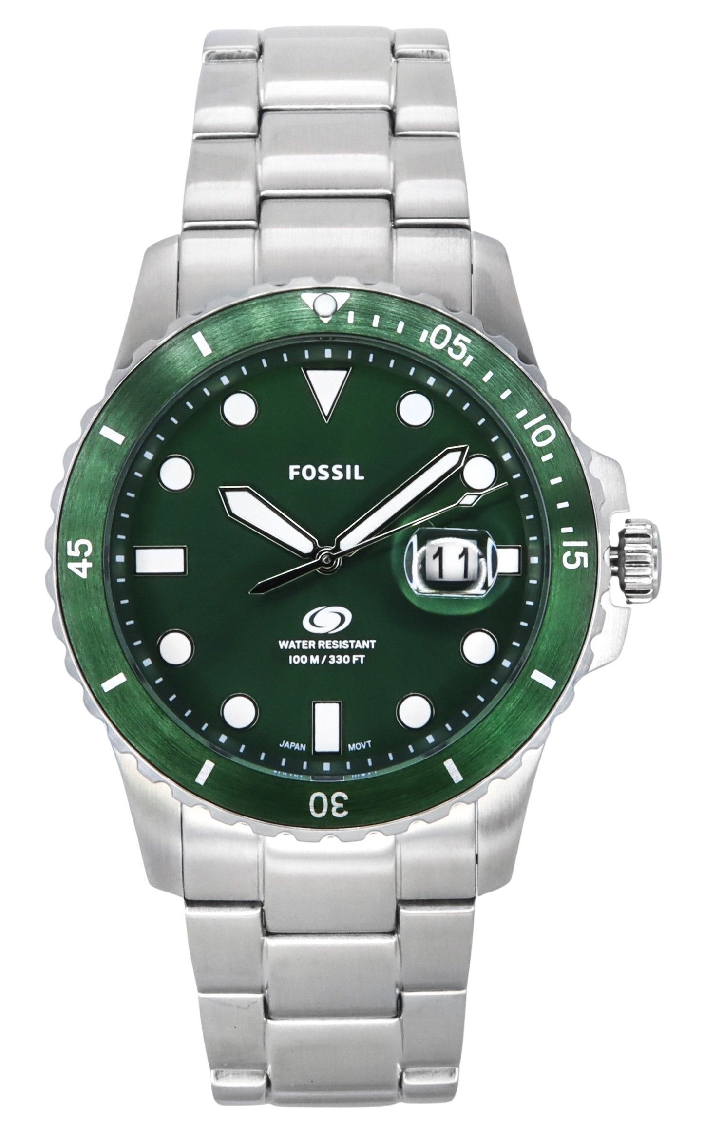 Fossil Blue Dive Stainless Steel Green Dial Quartz FS6033 100M Men's Watch