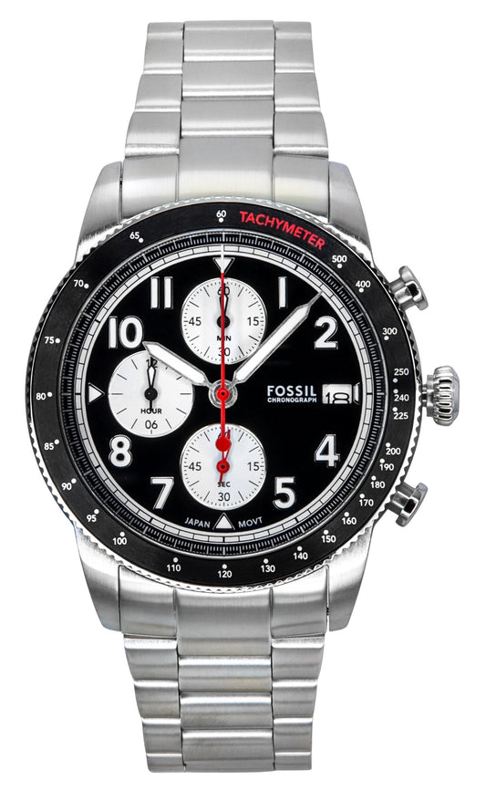 Fossil Sport Tourer Chronograph Stainless Steel Black Dial Quartz FS6045 Men's Watch