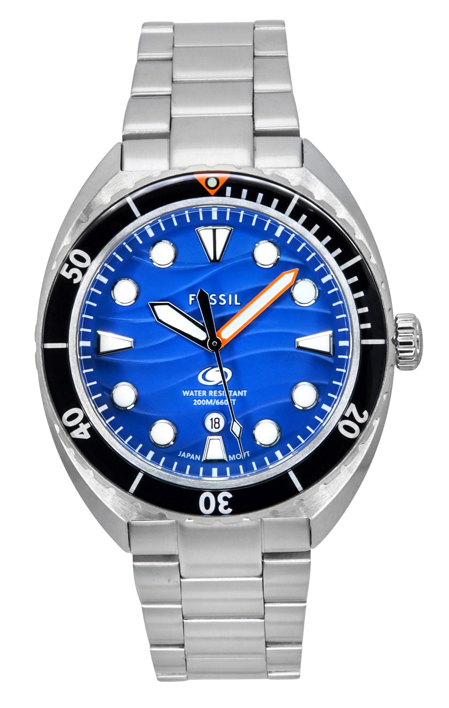 Fossil Breaker Stainless Steel Blue Dial Quartz Diver's FS6064 200M Men's Watch